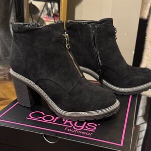 Corkys Black Heeled Ankle Boots